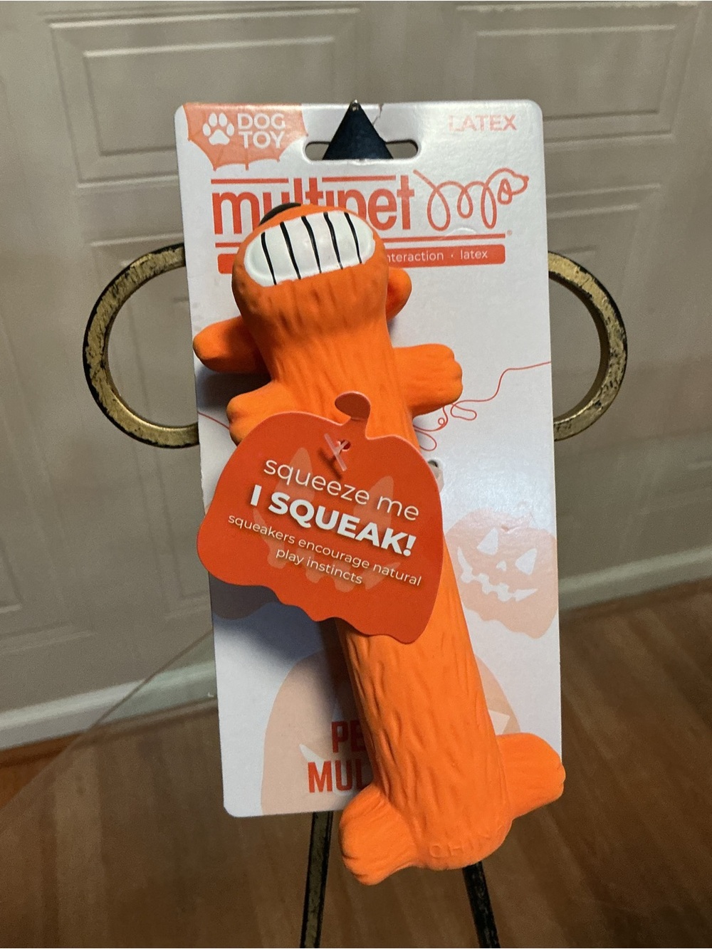 Multipet Dog Orange Latex Fetch Interactive Toy Xs Mini Squeaky Halloween .
